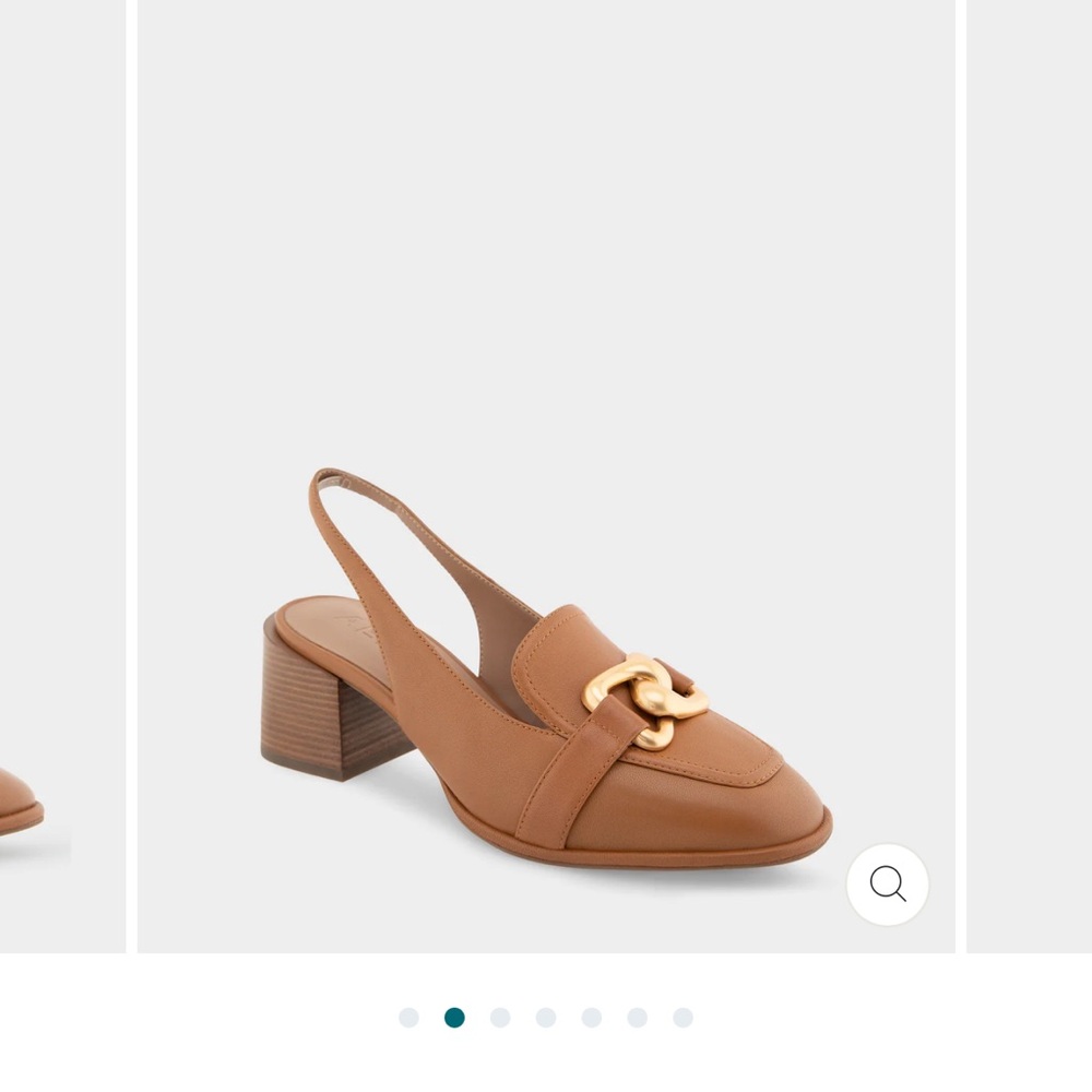 AEROSOLES Tan Loafers with Gold Accent - Picture 3 of 3